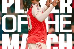 面对旧主打进制胜球,官方:埃泽当选阿森纳1-0水晶宫队内最佳