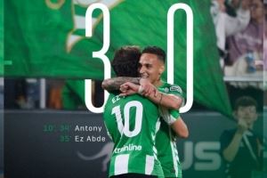  2射1传主宰球场！安东尼当选贝蒂斯vs马洛卡全场最佳球员